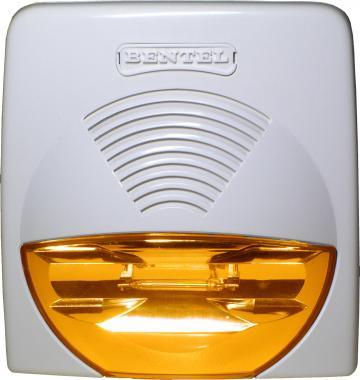 BENTEL villanócsöves beltéri sziréna, szabotázsvédett, 12Vdc 135mA, 104dBa, 60cd, 126x132x53mm.