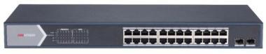 Hikvision 26 portos Gbit PoE switch (370 W); 24 PoE   2 SFP uplink port; smart menedzselhető