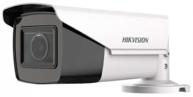 Hikvision 5 MP THD EXIR varifokális csőkamera; TVI/AHD/CVI/CVBS kimenet; motoros zoom; IR: 40 m; IP67; 12 V DC/ PoC