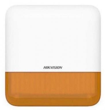 Hikvision vezeték nélküli kültéri sziréna AXPro központokhoz; 110 dB; IP65; 868 MHz; 12 VDC/4x CR123A; narancs