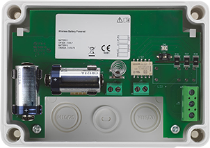 Inim FireVibes vezeték nélküli kimeneti modul 1 felügyelt 12/24V és 1 szárazrelé kimenettel, valamint egy reléfelügyeleti bemenettel, 2db CR123A elemmel, Enea hurokprotokollú fordító/bővítőegységhez