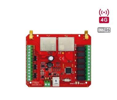 TELL DualCom 4G.IN6.R6távfelügyeleti kommunikátor tűzjelző központokhoz, 4G/3G/2G, GPRS, 6db NO/NC/EOL bem., 6db relékiment, protokollok: SIA DC-09; TELLMon; TEX