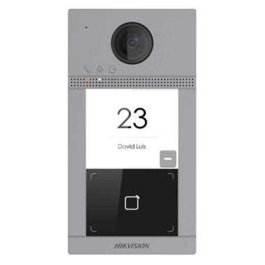 Hikvision egylakásos IP video-kaputelefon, süllyeszthető kivitel; Mifare kártyaolvasóval; IR-megvilágítás; 2 zárrelé; WiFi; 12 VDC/PoE