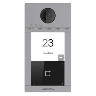 Hikvision egylakásos IP video-kaputelefon, süllyeszthető kivitel; Mifare kártyaolvasóval; IR-megvilágítás; 2 zárrelé; WiFi; 12 VDC/PoE