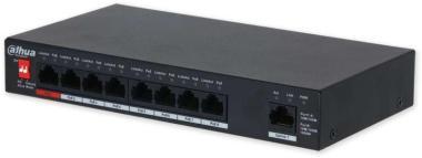 Dahua 9 portos PoE switch (96 W); 7 PoE  / 1 HiPoE  / 1 RJ45 uplink port; nem menedzselhető