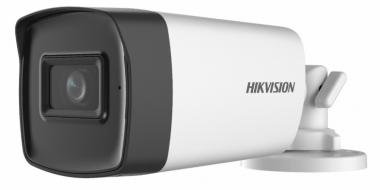 Hikvision 5MP THD 4in1 fix csőkamera; OSD menü; TVI/AHD/CVI/CVBS; mikrofon; koax audio;IR: 40m; IP67