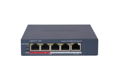 Hikvision 5 portos PoE switch (60 W); 4 PoE   1 uplink port; smart menedzselhető