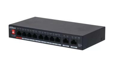 Dahua 8   2 portos menedzselhető PoE switch; 8x10/100/1000Mbps PoE 2x10/100/1000Mbps uplink; max. PoE: 110W; HiPoE, VLAN, felhő felügyelet
