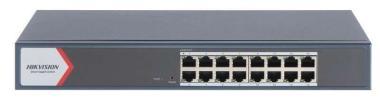 Hikvision 16 portos gigabit switch; smart menedzselhető, VLAN, Port izoláció, 230V AC