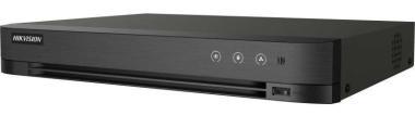Hikvision 4 csat. AcuSense THD DVR; 5MP lite@12fps, 1080p@15fps, 720p@20fps;  2× 6MP IP kam.; ember, jármű det.; koax audió; 1 HDD (10TB); HDMI/VGA/CVBS