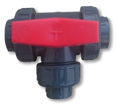 Nagyméretű, 3-utas 25 mm-es golyóscsap pvc/epdm 25mm külső átmérőjű csövekhez, a csövek egy részének ideiglenes szakaszolásához a megfelelő karbantartásának és tisztításának egyszerűsítése érdekében