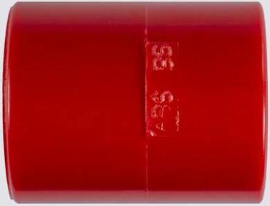 Csatlakozóhüvely, 25mm külső átmérővel, piros ABS kivitelben EN 61386-1 jóváhagyással