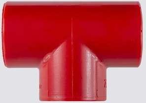 T-leágazó csatlakozó, 25mm külső átmérővel, piros ABS kivitelben EN 61386-1 jóváhagyással