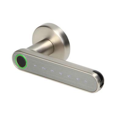 ORNO Blutooth - ujjlenyomatolvasós smart kilincs, PIN kód tasztatúra a kilincsben, érintős nyitás, 38-58mm vastagságú ajtókig, 4db AAA elemmel működik, nikkel színű
