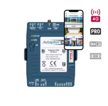 TELL Adapter2 PRO 4G.IN4.R1 4G/2G Telefonvonal-emulátor, 4Be-1Ki,TEX-TellMon-SIA_IP,4 vevőre,4 SMS,CID,MAIL,PUSH, DIN sín kompatibilis