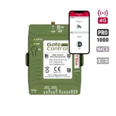 TELL Gate Control PRO 1000 4G 4G/2G kapuvezérlő, 4Be,2Ki,4 ért,1000 felh,SMS,hív,Email,Push,IP kam, DIN sín kompatibilis