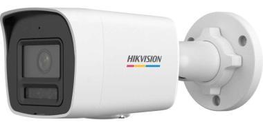 Hikvision 4 MP ColorVu IP csőkamera; ember, jármű det.; TWDR; fix lencse; IR/láthatófény: 30 m; beépített mikrofon; IP67