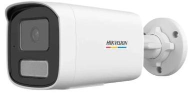 Hikvision 4 MP ColorVu IP csőkamera; fix lencse; IR/láthatófény: 50m; ember, jármű det.; beépített mikrofon; IP67