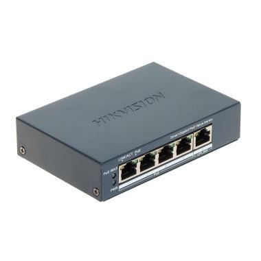 Hikvision 5 portos PoE switch (60 W); 4 PoE   1 RJ45 uplink port; menedzselhető