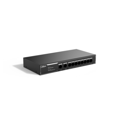 Dahua PoE switch, 8/2 portos, 10/100/1000 Mbps, beltéri, 802.3af/at szabvány, 65W, nem menedzselhető
