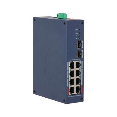 Dahua 8/2 portos POE switch, 110W,menedzselehtő,6xRJ45 (PoE );2xRJ45,(Hi-PoE/PoE );2xSFP Gigabit; 10x10/100/1000M; IP30,IK06