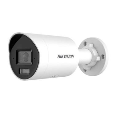 Hikvision 4MP fix EXIR IP csőkamera; 0,005 Lux; TWDR; mSD; ember,jármű det.; hibrid IR/fehér f.: 40 m; PoE; IP67
