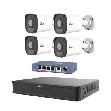 INIM szett: 1db NVR301-04S3 rögzítő; 4db IMV-CB40FS csőkamera; 1db DS-3E0106P-E/M PoE switch