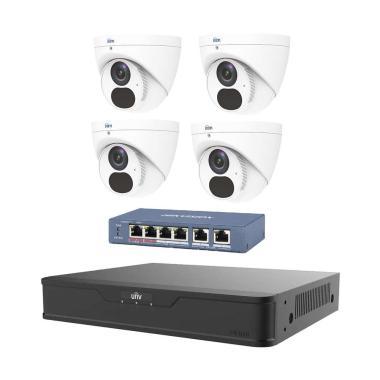 INIM szett: 1db NVR301-04S3 rögzítő; 4db IMV-CM40FS domekamera; 1db DS-3E0106P-E/M PoE switch