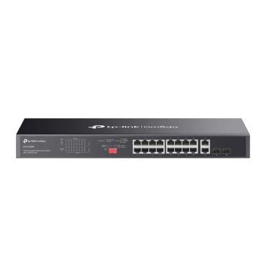 Omada 18 portos PoE switch (250 W); 16 PoE, 2 RJ45, 2 SFP combo uplink port; max. PoE táv.: 250 m; port izoláció, PoE helyreállítás; nem menedzselhető