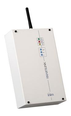 INIM SmartLink Advanced telefonvonal szimulátor és GSM telefonhívó fém házban, 5 terminál, 1,2 Ah akkuhely.