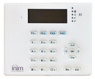 INIM grafikus kezelőegység SmartLiving és Prime rendszerekhez, 2 be/kimenet, hangmodul támogatással, proxy olvasóval, termosztáttal.