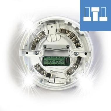 INIM alacsony fogyasztású nem címezhető huroktáplált fehér hang/fényjelző EB0010 aljzattal, érzékelő izolátor általi védelmével, programozható R kimenetének indításával és DIP kapcsolóval, EN54-3, -23