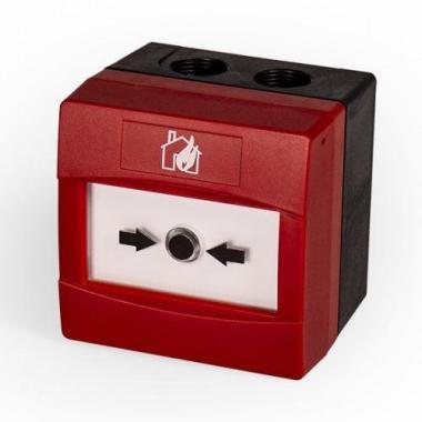 Inim hagyományos komplett kültéri (IP67) piros kézi jelzésadó LED-es riasztásjelzéssel, NO/C kontaktussal, 470 vagy 680 ohm-os működéssel, visszaállítható műanyag nyomólappal, 1db KEY300 kulccsal