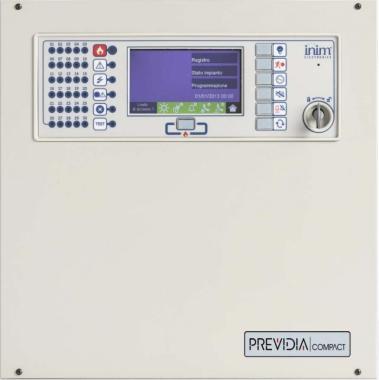 Inim Previdia Compact C100SZG analóg címezhető tűzjelző központ 1db 240 címes hurokkal (nem bővíthető), 1,5A tápegységgel, Hornet  hálózattal, TCP/IP kapcsolattal, LED tablóval
