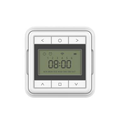 A-OK 6 csatornás fali távadó időzítő funkcióval; LCD; 433MHz; 1db CR2450 elem; FEL-LE-STOP; fehér