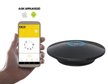 A-OK WiFi rádiós HUB rádiós motorok és vezérlések okostelefon-vezérléséhez; 433MHz; Android; iOS