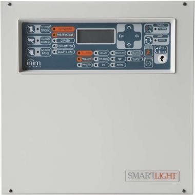 Inim SmartLight 2. verziós analóg címezhető tűzjelző (és oltásvezérlésre bővíthető) központ 1db 64 címes hurokkal (nem bővíthető), 1,5A tápegységgel